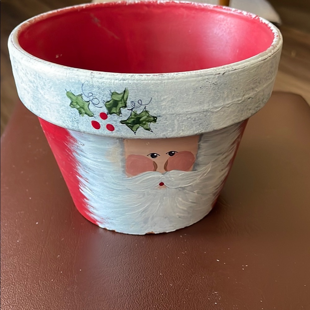 Hand painted Santa Claus Holiday Planter